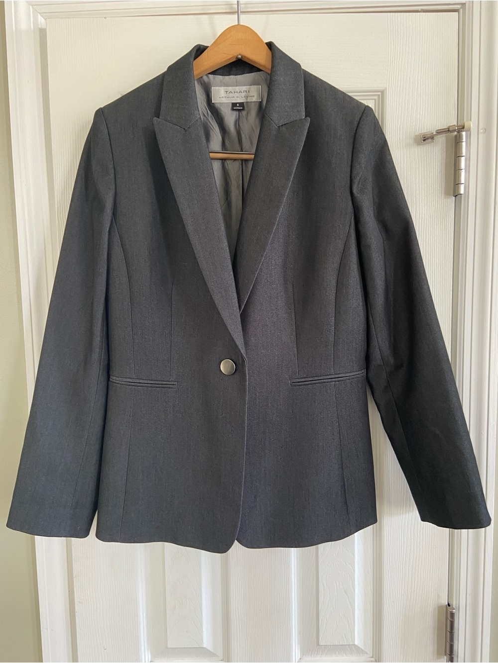 Tahari ASL Dark Navy Single-Button Tailored Blazer